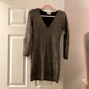 Body on v-neck mini dress metallic- 3 for $30